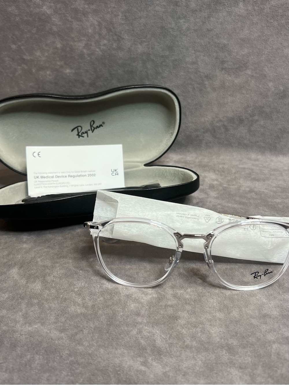 Ray-Ban Clear Transparent Frame Men's Optical Glasses with Silver Accents